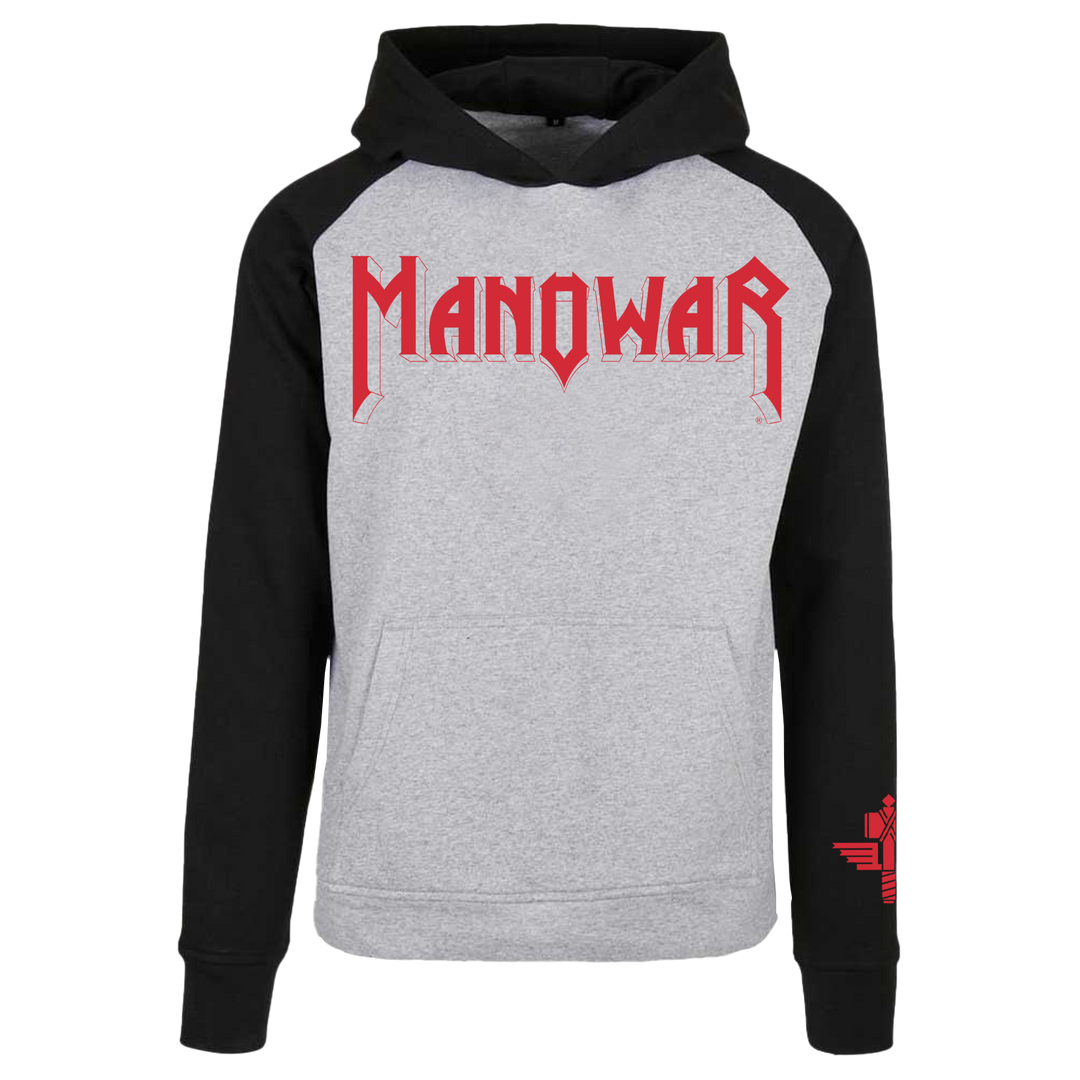 Manowar Kids' Hooded Sweatshirt - Red Logo & Sign Of The Hammer