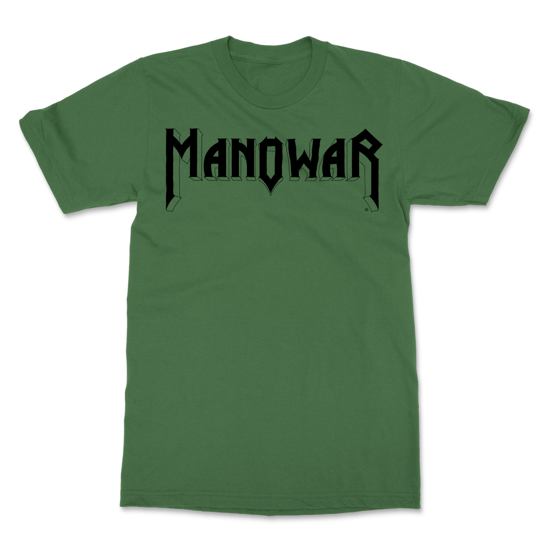 Manowar T-Shirt Sign Of The Hammer Stripes - Black On Military Green