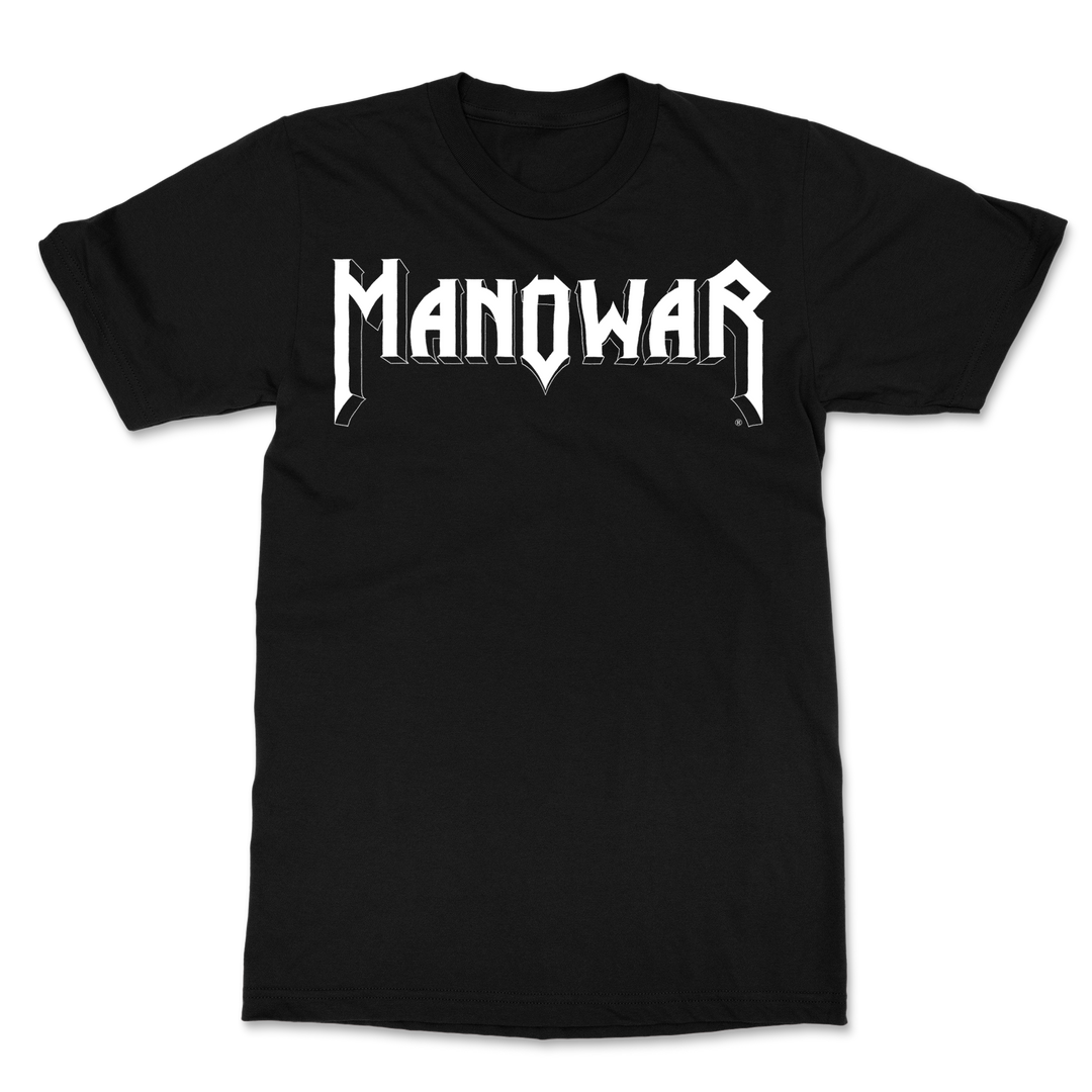 Manowar T-Shirt Sign Of The Hammer Stripes - White On Black 2023