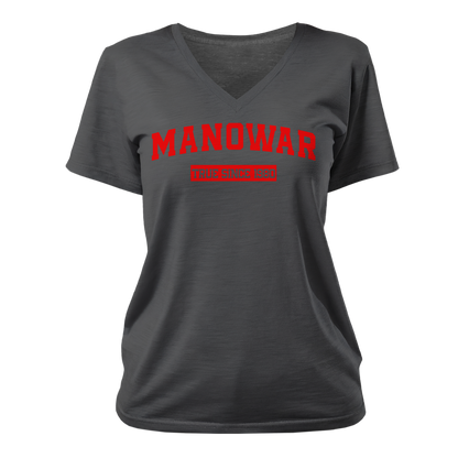 Manowar Ladies’ V-neck T-Shirt True Since 1980 black with logo