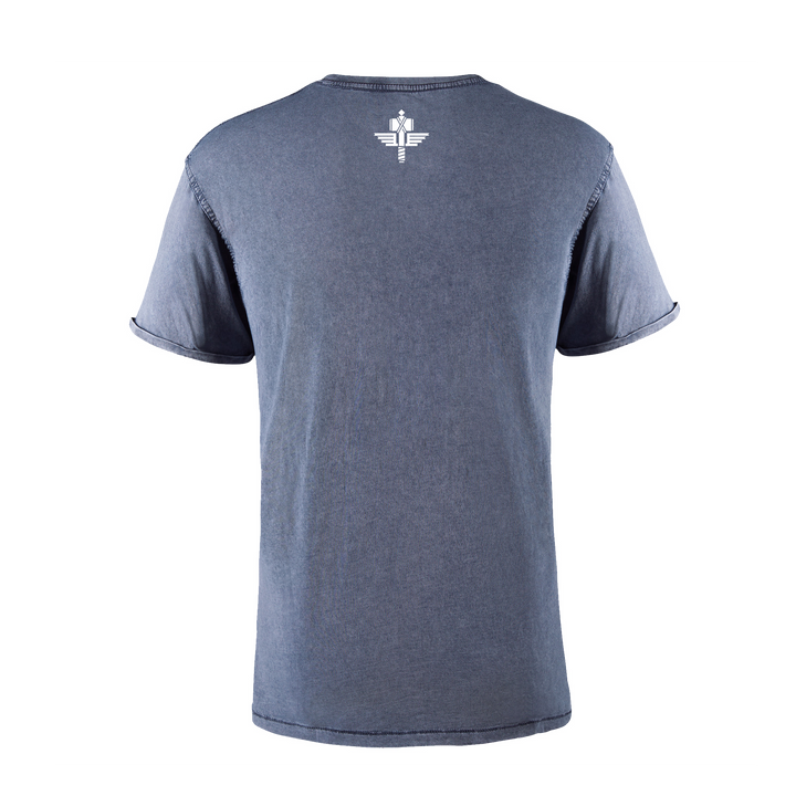 MANOWAR T-SHIRT BLUE ACID WASH VINTAGE LOGO