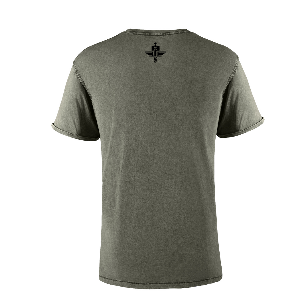 MANOWAR T-SHIRT GREEN ACID WASH VINTAGE LOGO