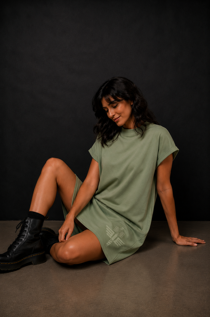 MANOWAR LADIES' T-SHIRT DRESS GREEN