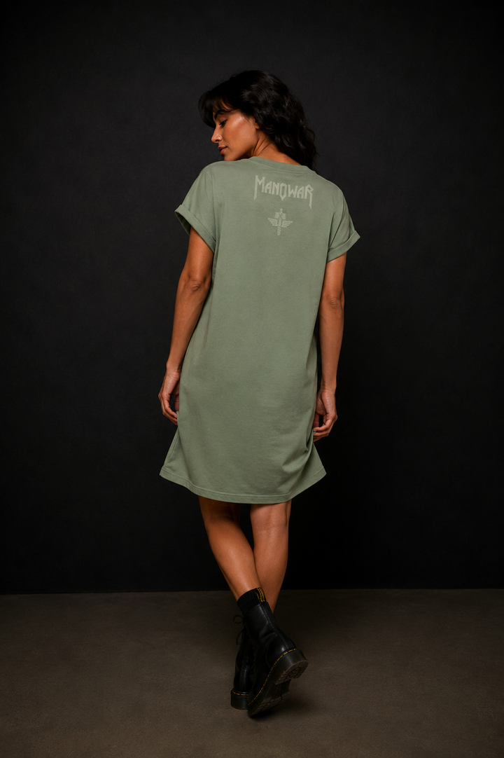 MANOWAR LADIES' T-SHIRT DRESS GREEN