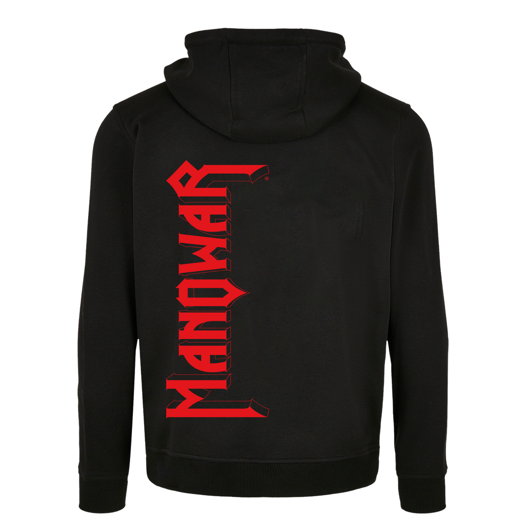 Manowar Zip Hoodie Men's 3D outline Red Logo Vertical Manowar Zip Hoodie Men's 3D outline Red Logo Vertical