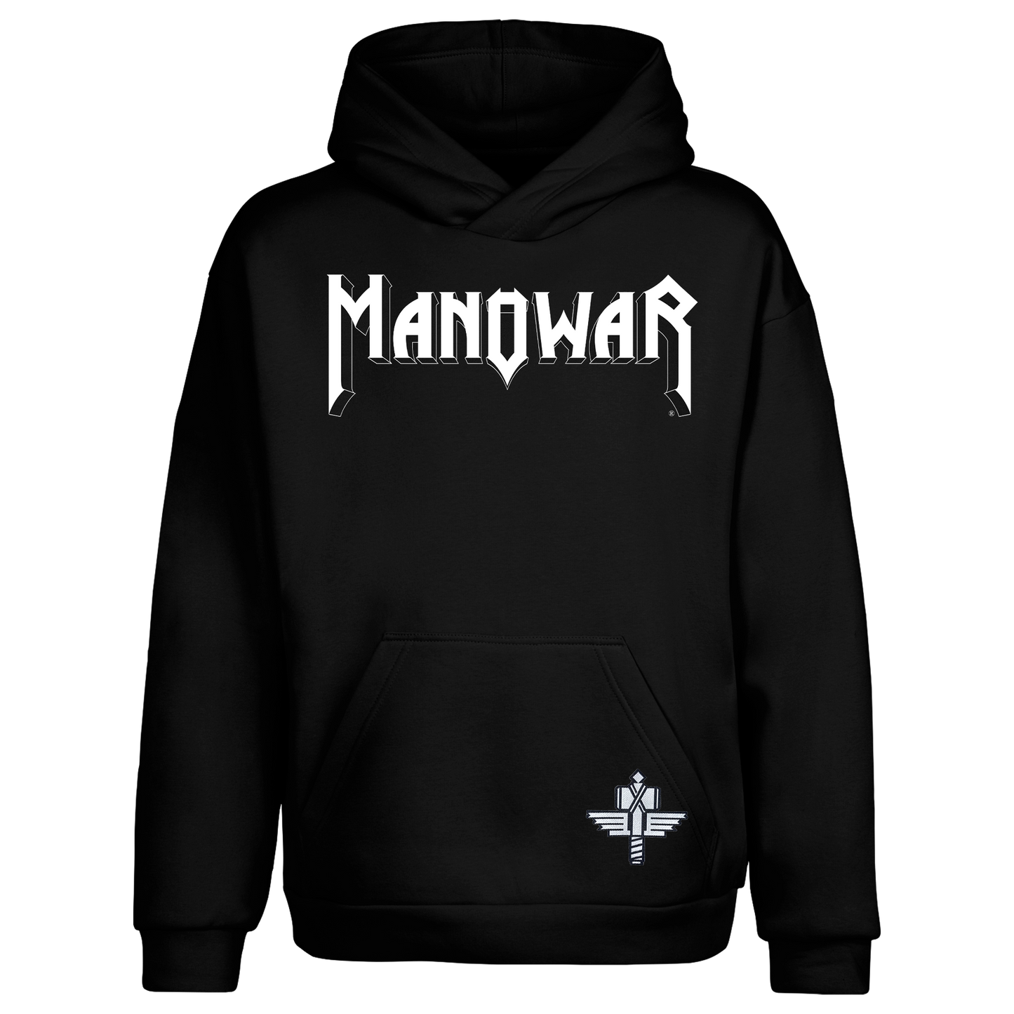 Hoodie With White MANOWAR Logo And SOTH Patch