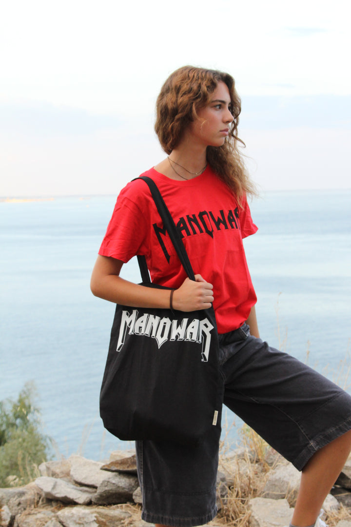 MANOWAR BLACK TOTE BAG