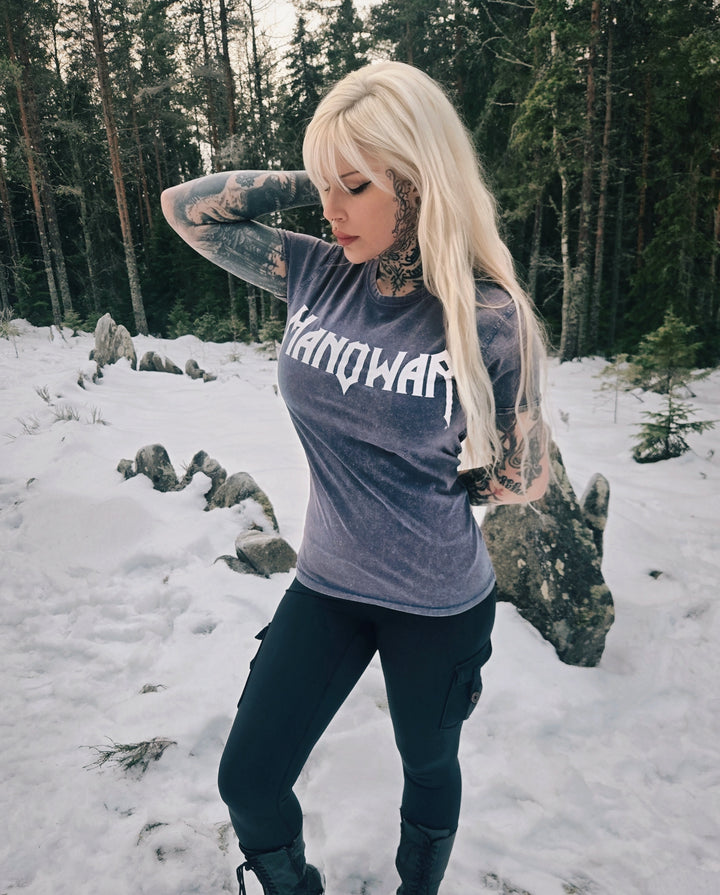 MANOWAR T-SHIRT BLUE ACID WASH VINTAGE LOGO