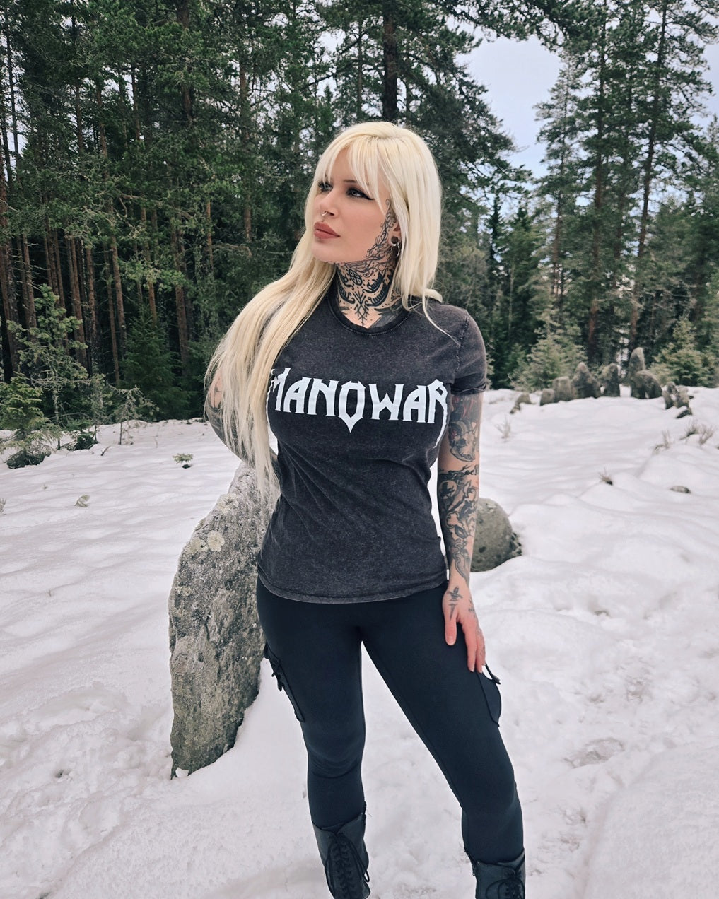 MANOWAR T-SHIRT ACID WASH VINTAGE LOGO