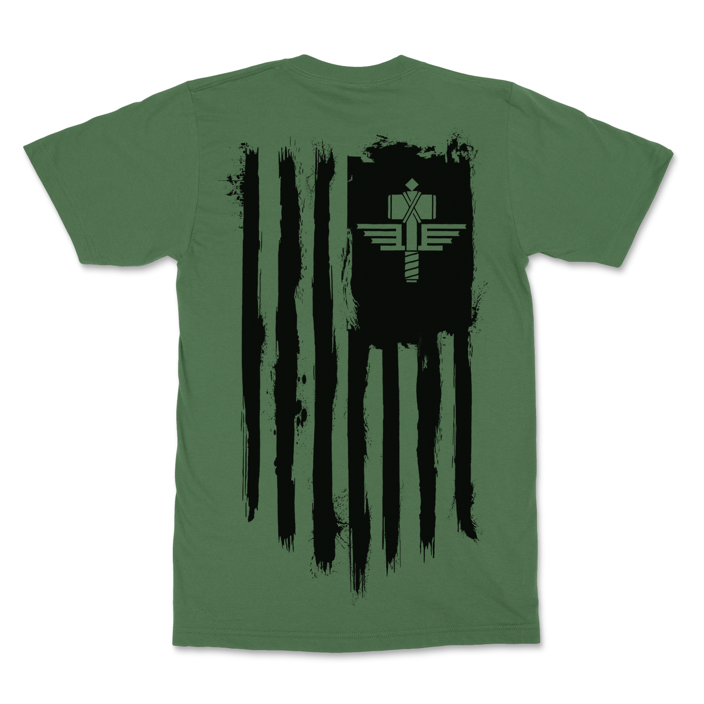 T-Shirt Sign Of The Hammer Stripes - Black On Military Green