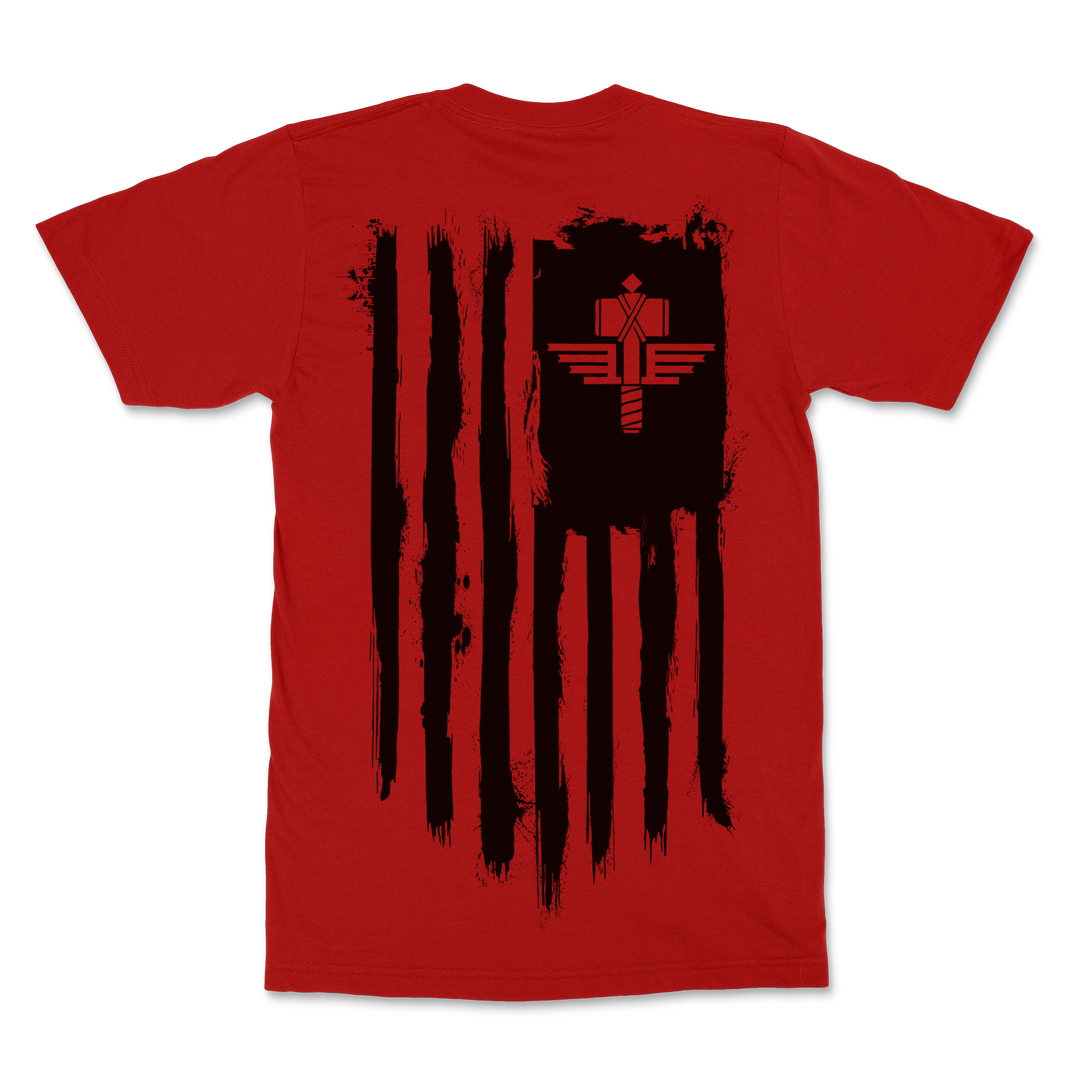 Manowar T-Shirt Sign Of The Hammer Stripes - Black On Red 2023