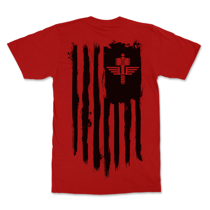 Manowar T-Shirt Sign Of The Hammer Stripes - Black On Red 2023