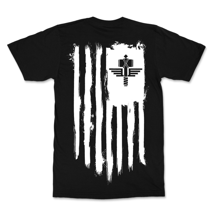 Manowar T-Shirt Sign Of The Hammer Stripes - White On Black 2023