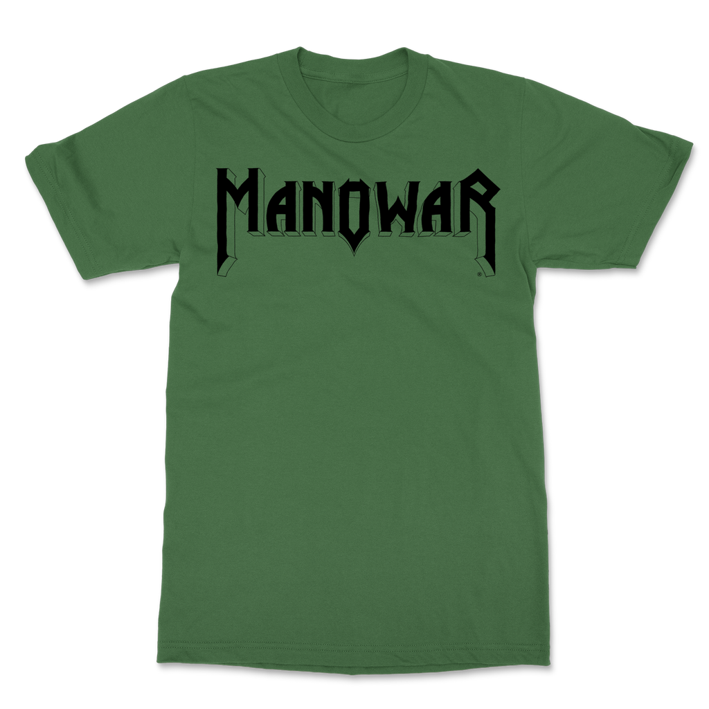 Manowar T-Shirt Sign Of The Hammer Stripes - Black On Military Green
