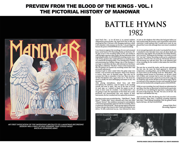 Personalized Autographed Edition Of The Blood Of The Kings Vol. I - The History Of MANOWAR